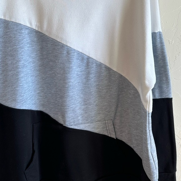 Colorblock Lightweight Slouchy Hoodie - White, Gray, Black from SHEIN Sz 1X - Picture 2 of 9